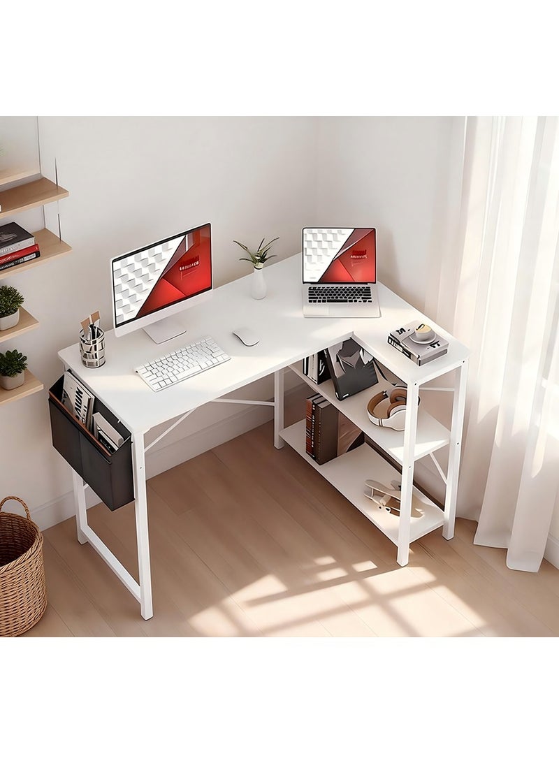 ZUIHAO 40" L Shaped Desk with Storage Shelves Corner Gaming Desk with Storage Bag Multifunctional Modern Wooden Table for Home Office - Image 2